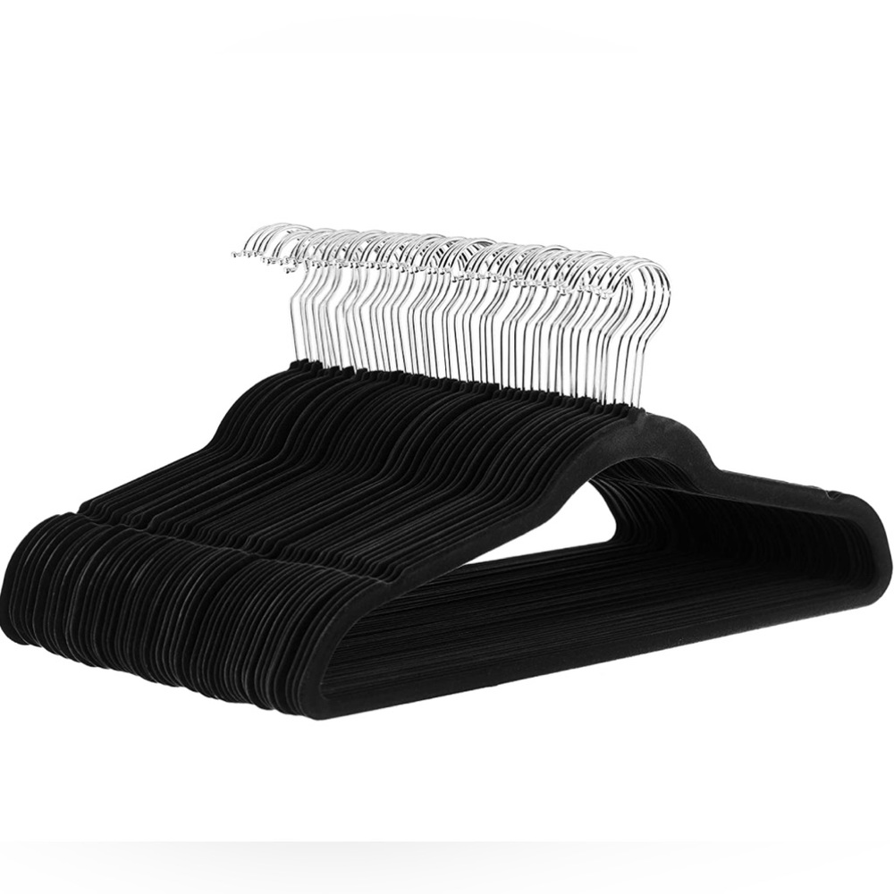Basics Slim, Velvet, Non-Slip Suit Clothes Hangers, Black/Silver - pack of 20